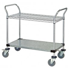 Wire and Solid Shelf Utility Cart