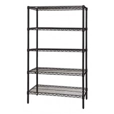 WR63-3048BK-5 Black Epoxy Wire Shelving Starter Kit