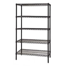 WR63-3648BK-5 Black Epoxy Wire Shelving Starter Kit