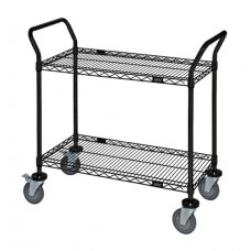 WRC-1842BK-2 Black Epoxy 2-Shelf Wire Utility Cart