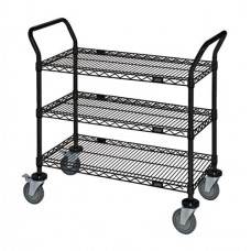 WRC-2448BK-3 Black Epoxy 3-Shelf Wire Utility Cart