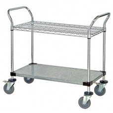 WRC-1836-2CG Chrome Wire & Solid Galvanized 2-Shelf Utility Cart