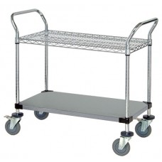 WRSC-1836SS-2S Stainless Wire & Solid 2-Shelf Utility Cart