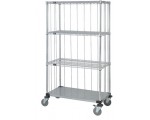 3 Wire and 1 Solid Shelf Caster Cart