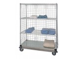 3 Wire & 1 Solid Shelf Dolly Base Linen Cart