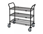 WRC-2442BK-3 Black Epoxy 3-Shelf Wire Utility Cart