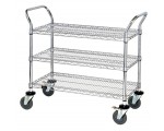 WRC-2448-3 Chrome 3-shelf Wire Utility Cart