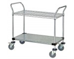 WRC-1848-2CG Chrome Wire & Solid Galvanized 2-Shelf Utility Cart