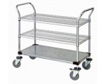 WRC-1836-3CG Chrome Wire & Solid Galvanized 3-Shelf Utility Cart