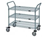 WRC-2436GY-3 Gray Epoxy 3-Shelf Wire Utility Cart