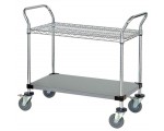 WRSC-1842SS-2S Stainless Wire & Solid 2-Shelf Utility Cart