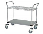 WRSC-2448SS-2S Stainless Wire & Solid 2-Shelf Utility Cart