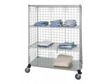 3 Wire & 1 Solid Shelf Stem Caster Linen Cart